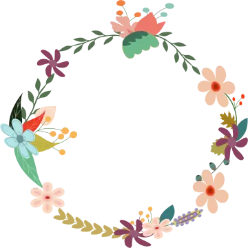 a floral wreath with leaves and flowers