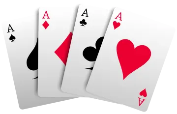 four aces playing cards on white background