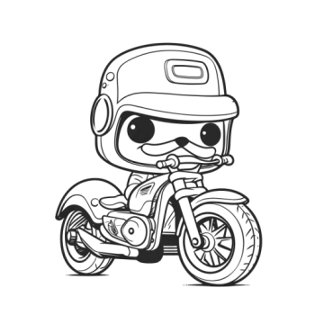 a black and white drawing of a motorcycle rider