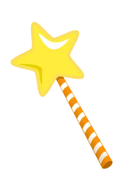 an orange and white candy stick with a star on top