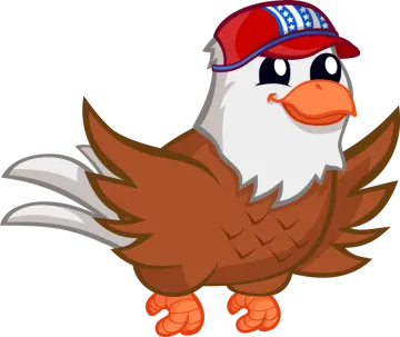 a cartoon bird wearing a baseball cap