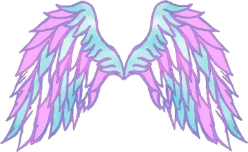 a pair of pink and blue wings