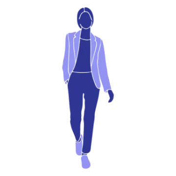 the silhouette of a woman in a suit and shoes