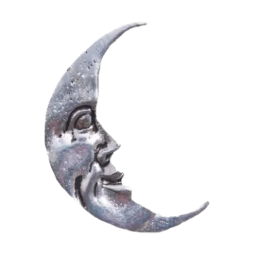 a drawing of a crescent with a face on it