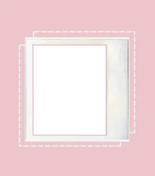a white square frame on a pink background