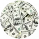a pile of money on a white background