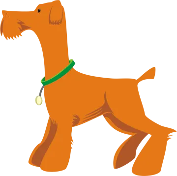 an orange dog with a green collar