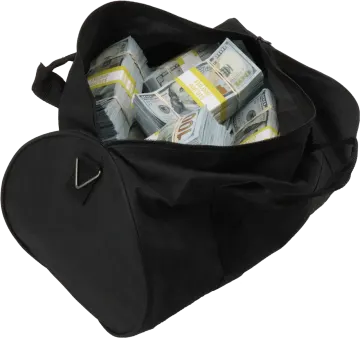 a black bag filled with money