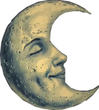 a drawing of a crescent with water droplets on it