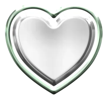 a white heart shaped object with green accents