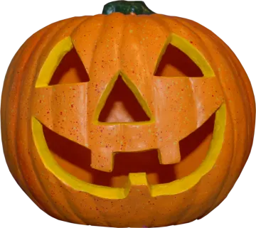 a halloween pumpkin with orange and yellow spe