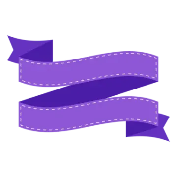 a purple ribbon on a white background