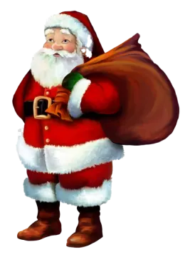 a santa claus holding a bag of gifts