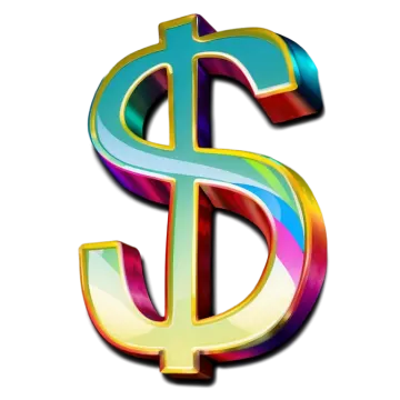 a colorful dollar sign on white background