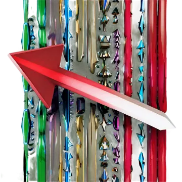 a red arrow in front of many different colored arrows