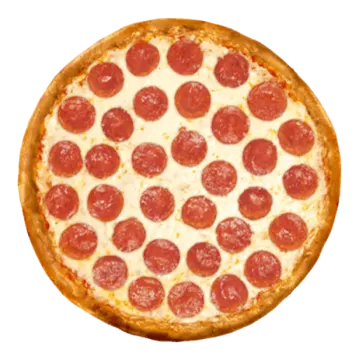a pepperoni pizza on a white background