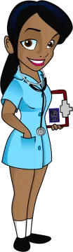 a cartoon nurse with a stel