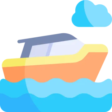 a boat floating in the ocean