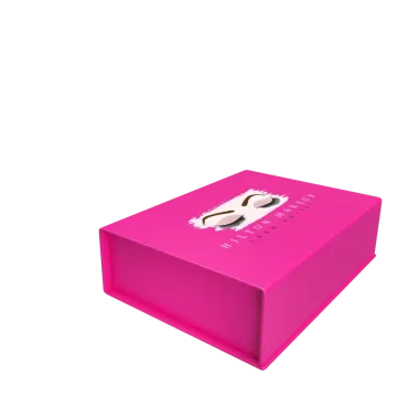 a pink box with eyelashes on it