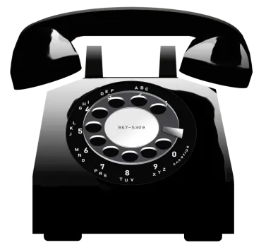 an old black telephone on a white background