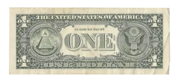 a one dollar bill on a white background