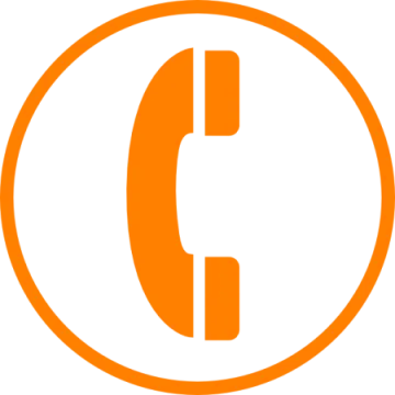 a phone icon in an orange circle