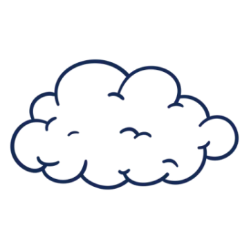 a white cloud with blue outlines
