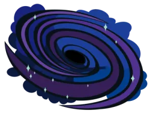 a blue and purple swirl with stars