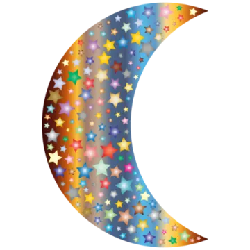a crescent with stars on it