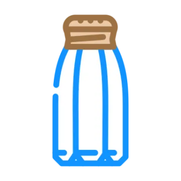 a blue bottle with a brown lid
