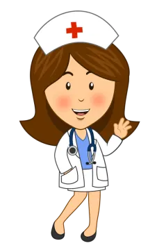 a cartoon nurse with a stel