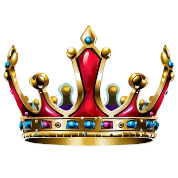 a red and gold crown with jewels