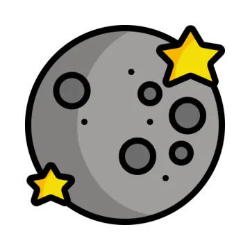 a cartoon moon with stars on it