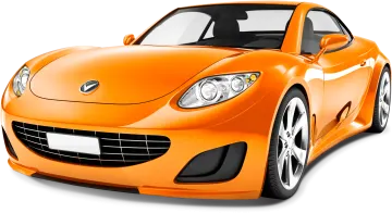an orange sports car on a white background
