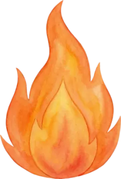 a watercolor drawing of a fire