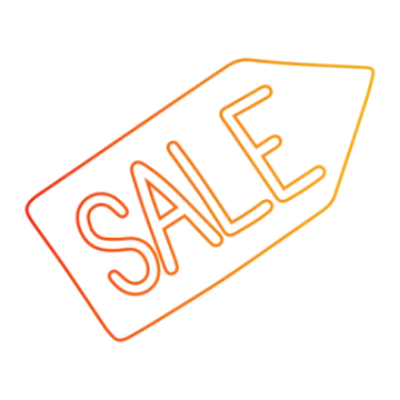 a yellow sale tag with the word sale on it