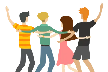 a group of people dancing together