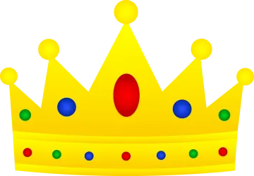a yellow crown with colorful balls on it