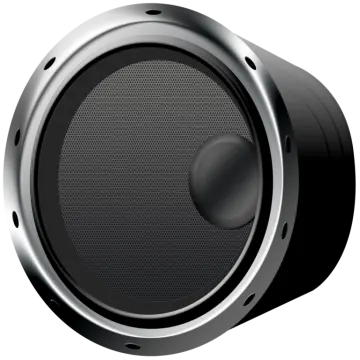 a black speaker on a white background