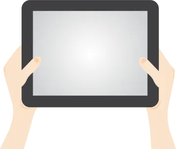 two hands holding a tablet