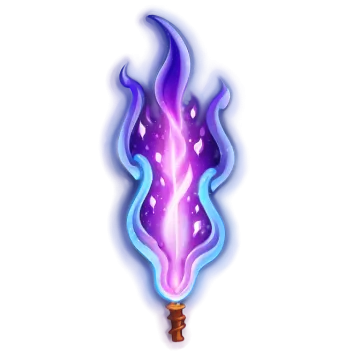 a purple flame with blue flames on it