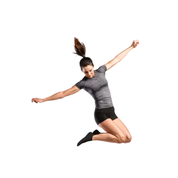 a woman jumping in the air