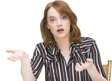 a woman wearing a striped shirt