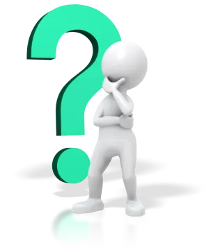 a 3d character with a green question mark