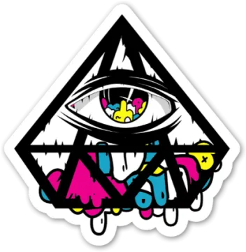 a sticker with an all seeing eye on it