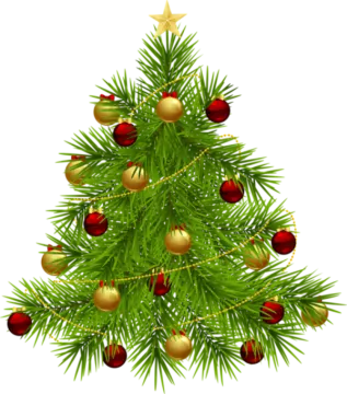a christmas tree with red and gold ornaments