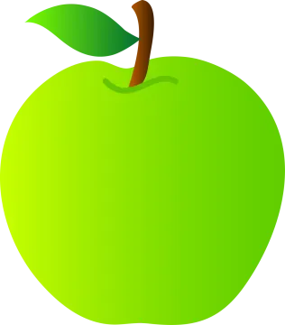 a green apple with a leaf on top