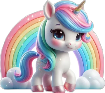 a rainbow pony sitting on top of a cloud