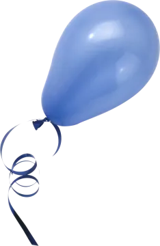 a blue balloon with a ribbon tied around it