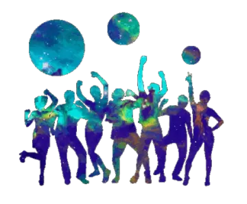 a group of people with their hands up in the air